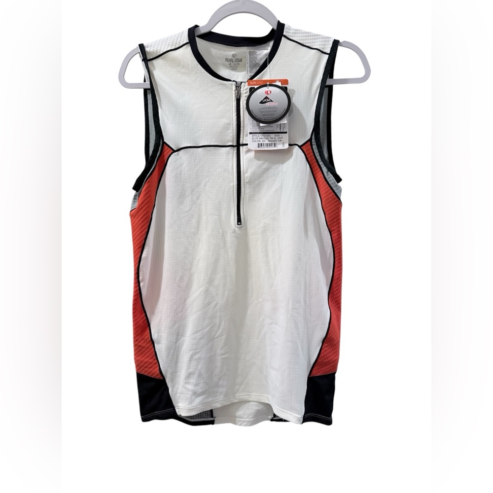 NWT Pearl Izumi Elite In-R-Cool men’s Large white black, orange and gray singlet